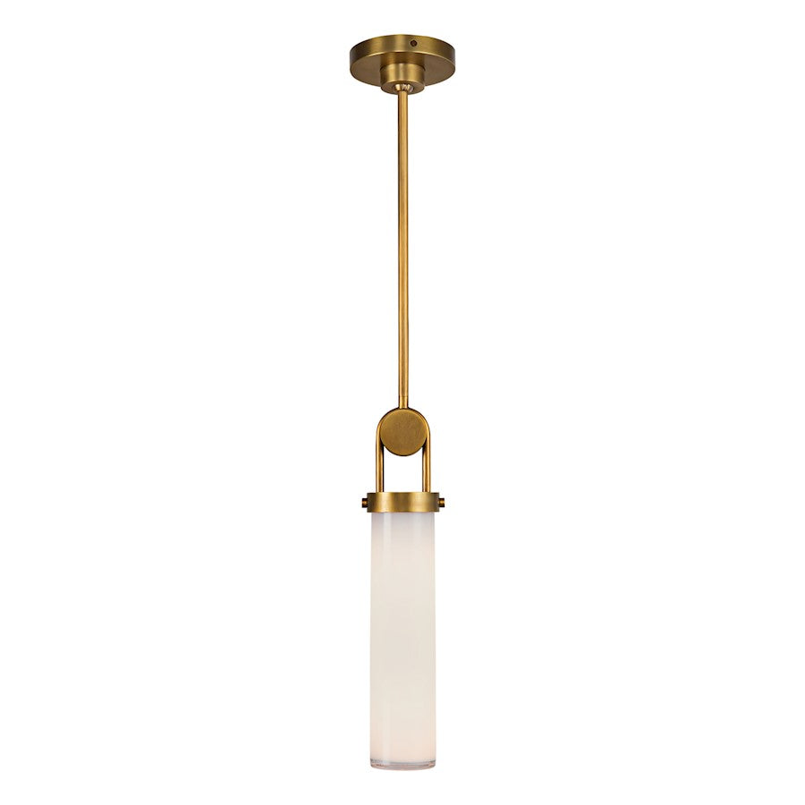 Alora Wynwood 1 Light 15" Pendant, Vintage Brass/Glossy Opal - PD355015VBGO