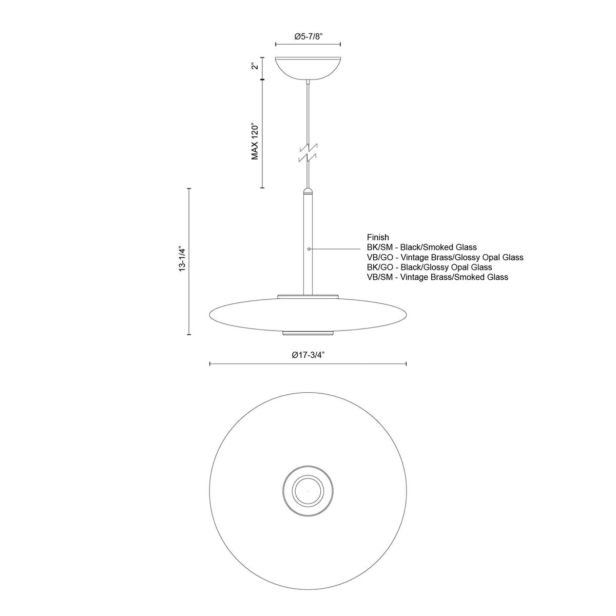 Kuzco Kyoto 18in 1-Light Pendant | Black Aluminum and Glossy Opal Glass | Kitchen Island & Dining Room | Model PD37018-BK-GO-3WCCT-UNV