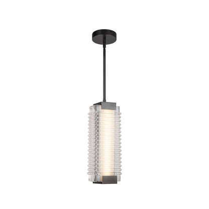 Kuzco Alai 16in 1-Light Pendant | Urban Bronze Steel and Clear Ribbed Glass | Kitchen Island & Dining Room | Model PD374316UBCR-UNV