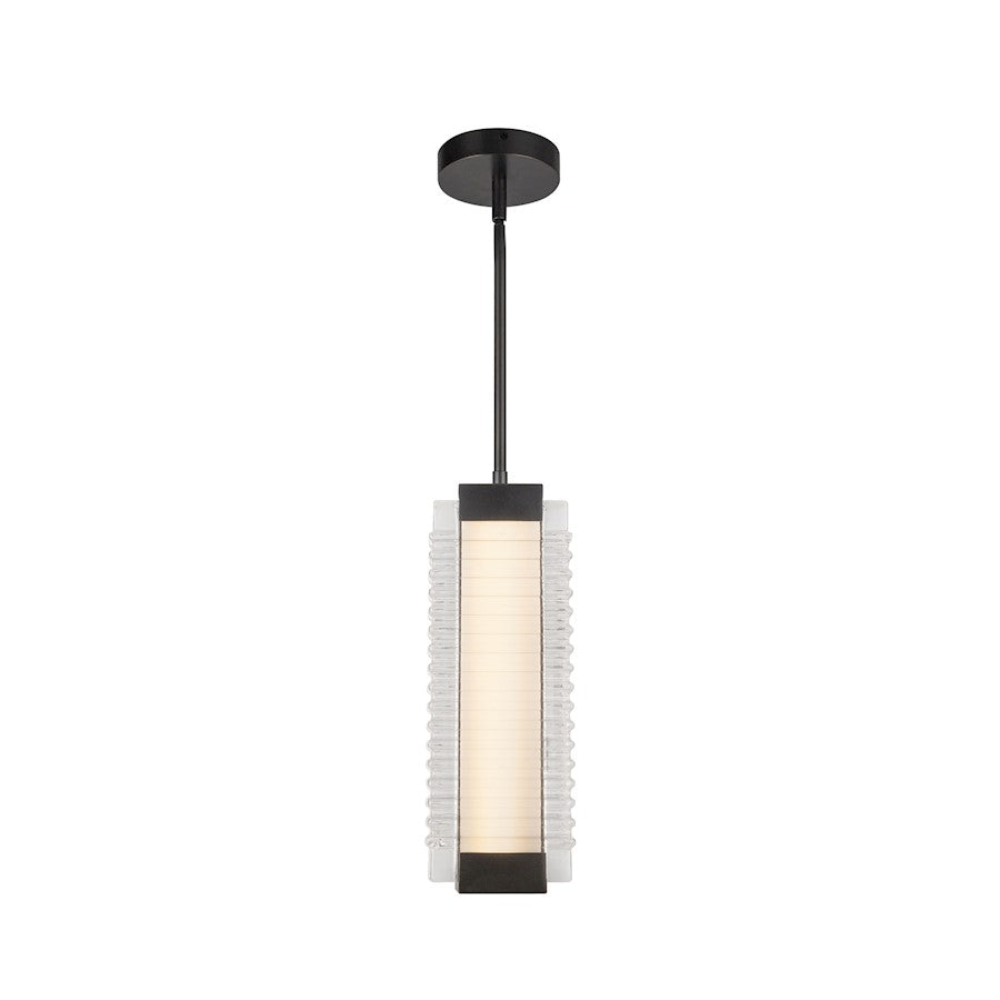 Kuzco Alai 16in 1-Light Pendant | Urban Bronze Steel and Clear Ribbed Glass | Kitchen Island & Dining Room | Model PD374316UBCR-UNV