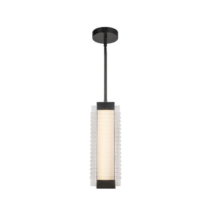 Kuzco Alai 16in 1-Light Pendant | Urban Bronze Steel and Clear Ribbed Glass | Kitchen Island & Dining Room | Model PD374316UBCR-UNV