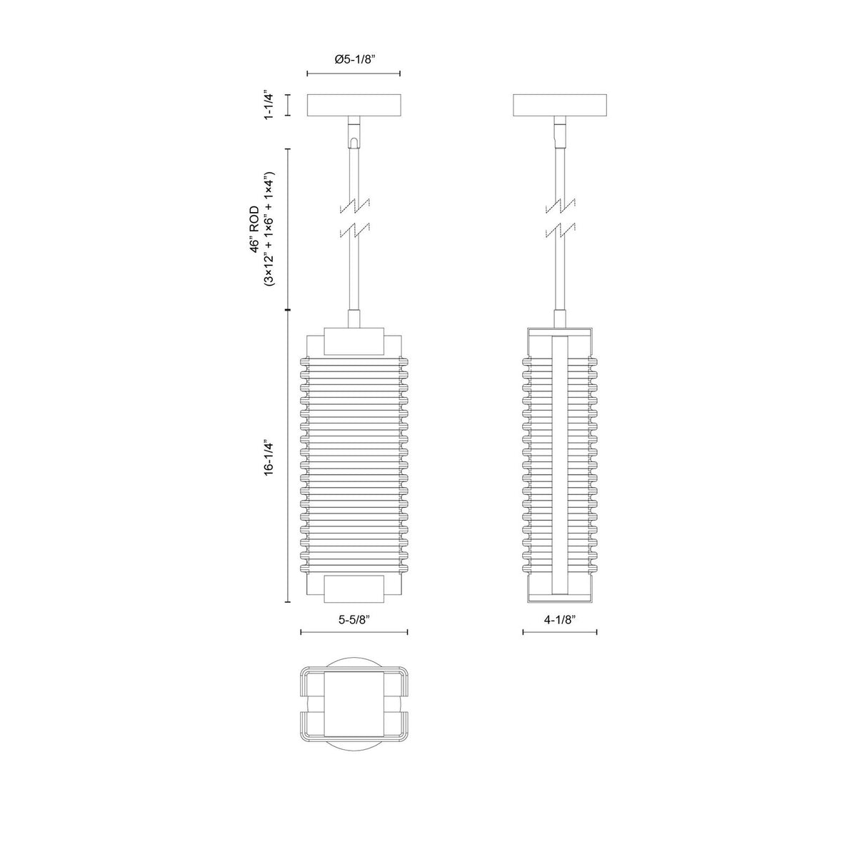 Kuzco Alai 16in 1-Light Pendant | Urban Bronze Steel and Clear Ribbed Glass | Kitchen Island & Dining Room | Model PD374316UBCR-UNV