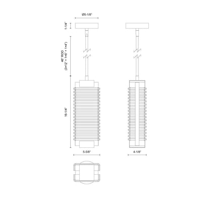 Kuzco Alai 16in 1-Light Pendant | Urban Bronze Steel and Clear Ribbed Glass | Kitchen Island & Dining Room | Model PD374316UBCR-UNV