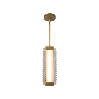 Kuzco Alai 16in 1-Light Pendant | Vintage Brass Steel and Clear Ribbed Glass | Kitchen Island & Dining Room | Model PD374316VBCR-UNV