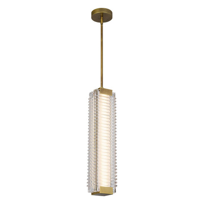 Kuzco Alai 24in 1-Light Pendant | Vintage Brass Steel and Clear Ribbed Glass | Kitchen Island & Dining Room | Model PD374624VBCR-UNV