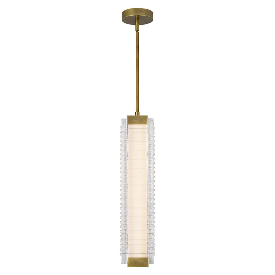 Kuzco Alai 24in 1-Light Pendant | Vintage Brass Steel and Clear Ribbed Glass | Kitchen Island & Dining Room | Model PD374624VBCR-UNV