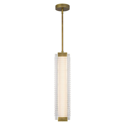 Kuzco Alai 24in 1-Light Pendant | Vintage Brass Steel and Clear Ribbed Glass | Kitchen Island & Dining Room | Model PD374624VBCR-UNV