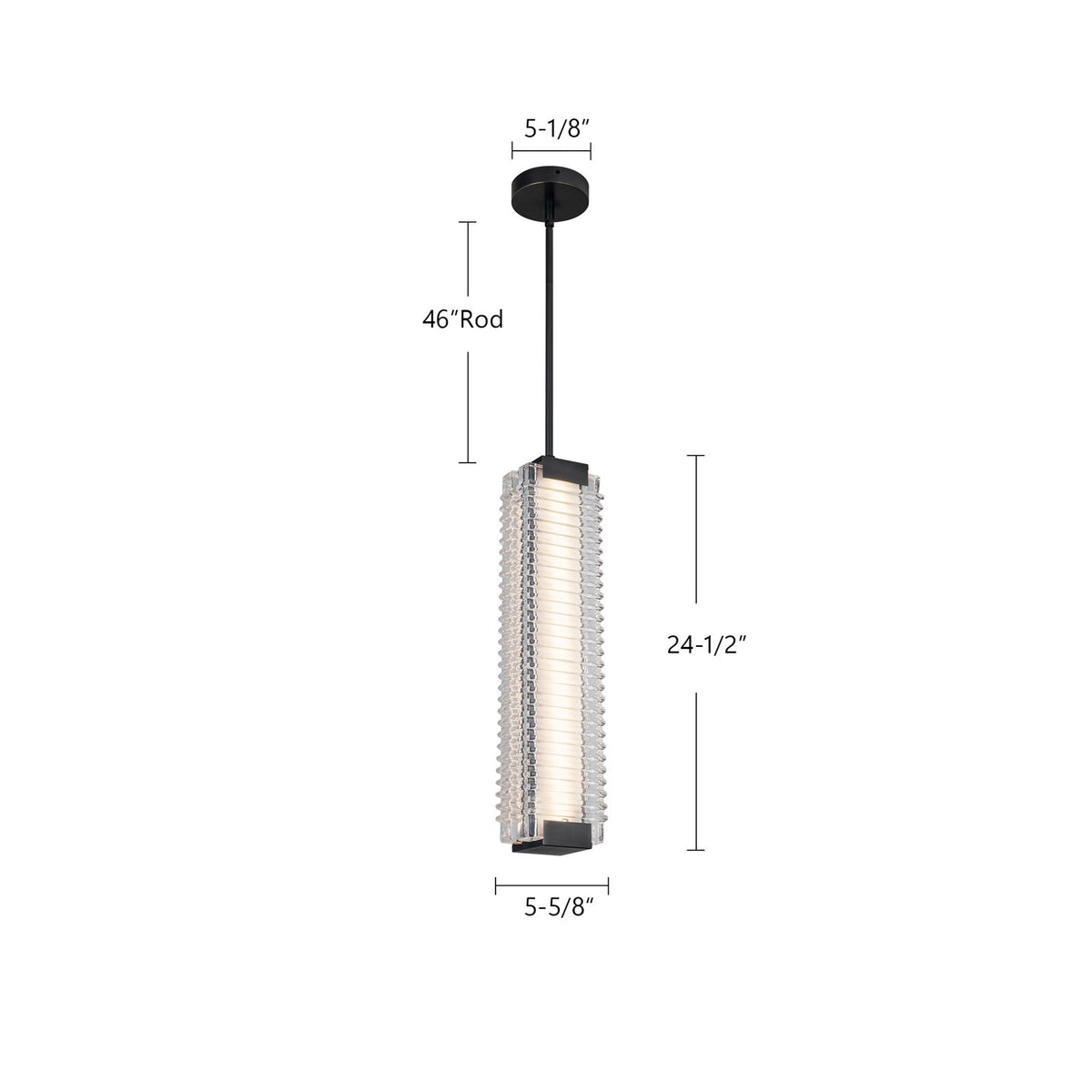Kuzco Alai 24in 1-Light Pendant | Vintage Brass Steel and Clear Ribbed Glass | Kitchen Island & Dining Room | Model PD374624VBCR-UNV