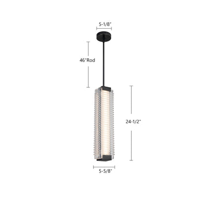 Kuzco Alai 24in 1-Light Pendant | Vintage Brass Steel and Clear Ribbed Glass | Kitchen Island & Dining Room | Model PD374624VBCR-UNV