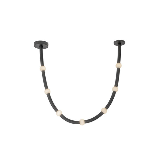 Kuzco Corda 7-ft LED Pendant, 32W, Black/Opal Glass - PD39307-BK-OP-UNV