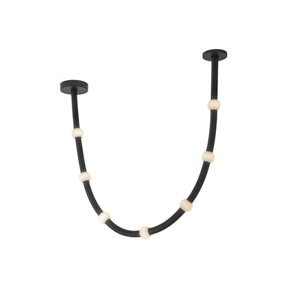 Kuzco Corda 7-ft LED Pendant, 32W, Black/Opal Glass
