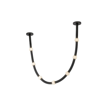 Kuzco Corda 7-ft LED Pendant, 32W/RT, Black/Opal Glass