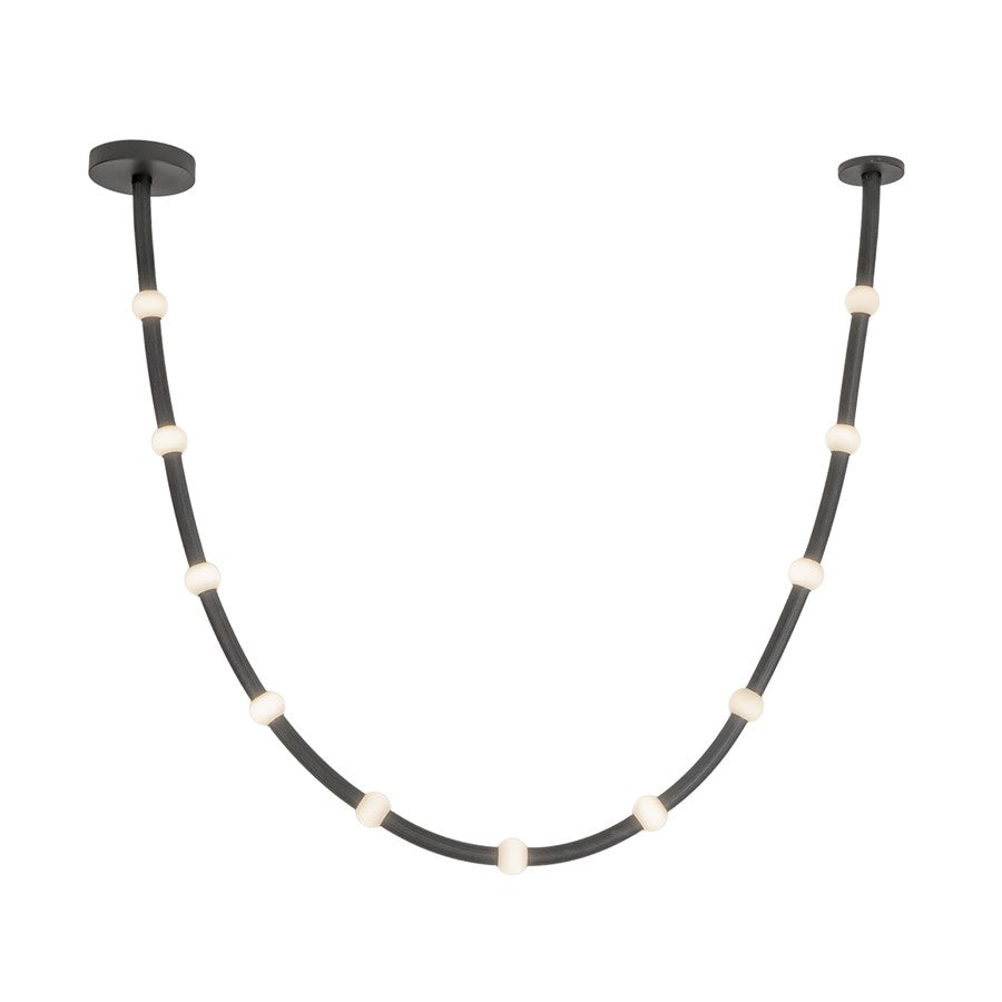 Kuzco Corda 10-ft LED Pendant, 48W, Black/Opal Glass - PD39310-BK-OP-UNV-010