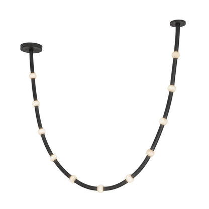 Kuzco Corda 10-ft LED Pendant, 48W, Black/Opal Glass