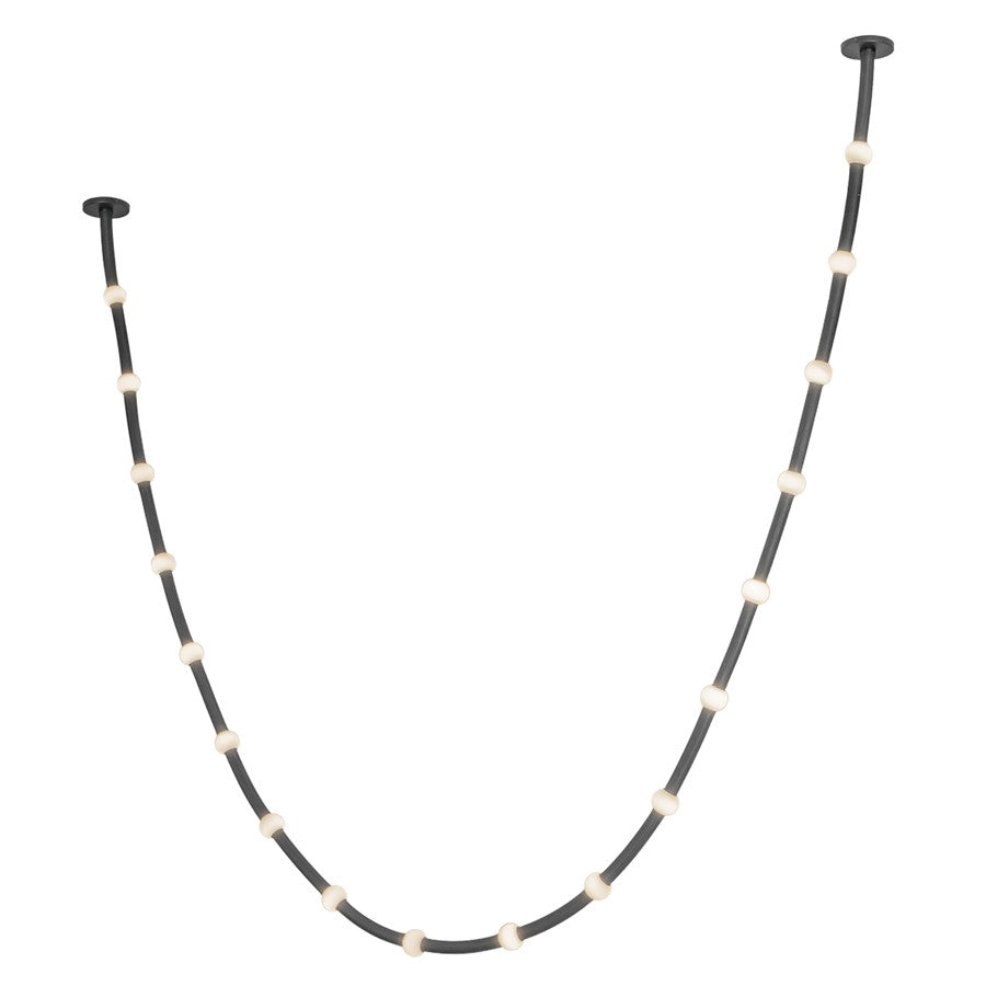 Kuzco Corda 17" LED Pendant, 76W/RT, Black/Opal Glass