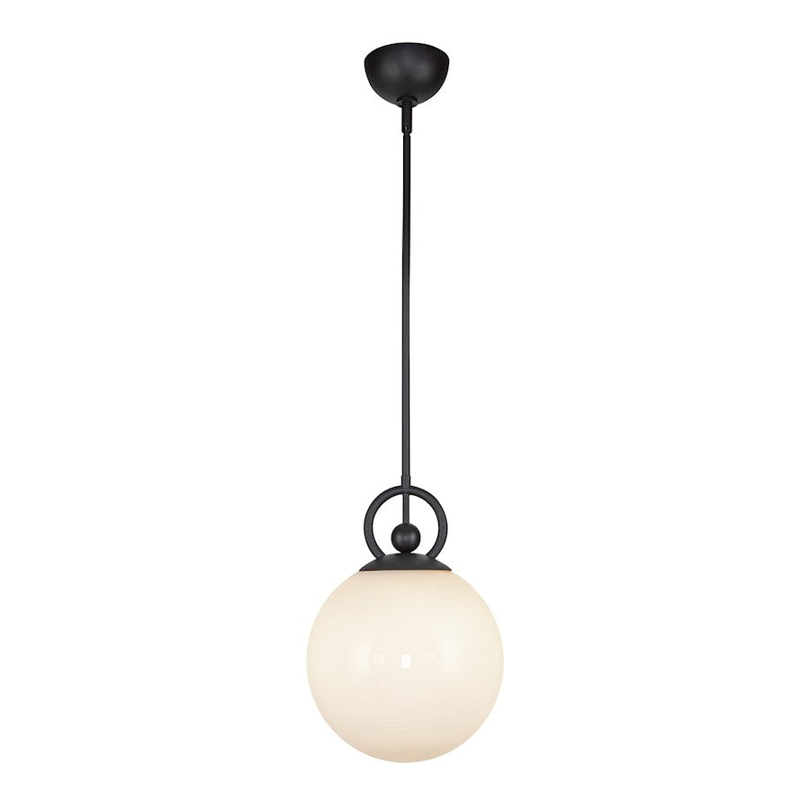 Alora Mood Fiore 1 Light 10" Pendant, Matte Black/Glossy Opal - PD407910MBGO