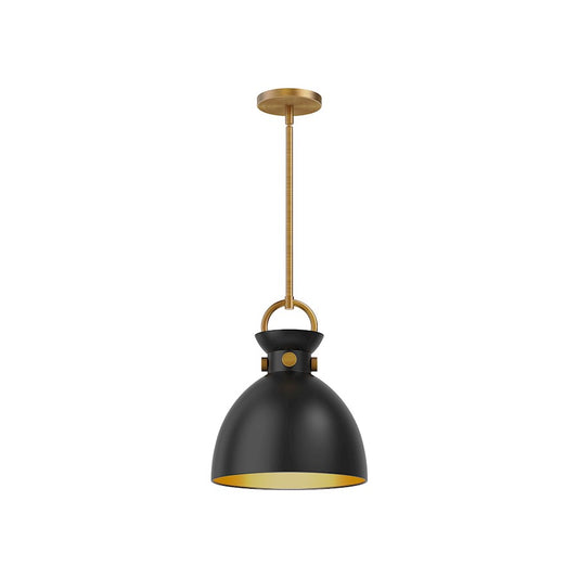 Alora Mood Waldo 1 Light 11" Pendant, Aged Gold/Matte Black - PD411311AGMB