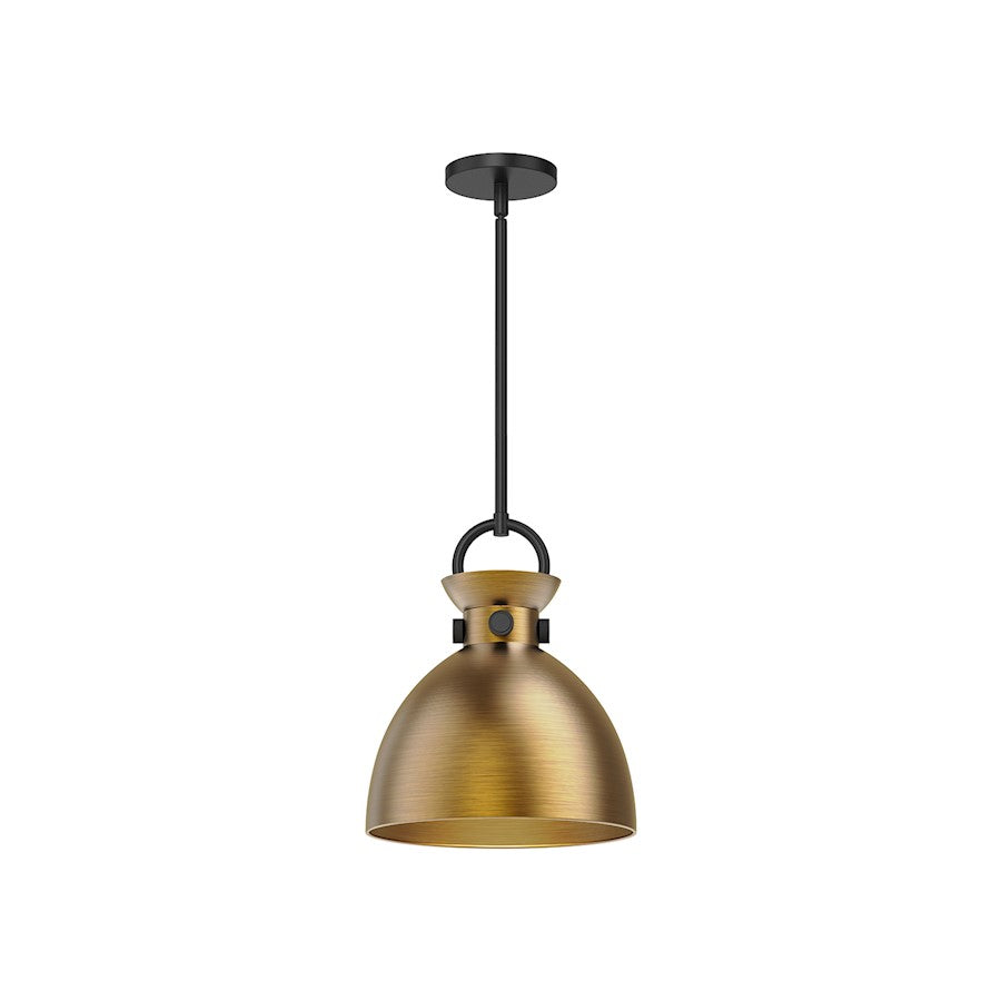 Alora Mood Waldo 1 Light 11" Pendant, Matte Black/Aged Gold - PD411311MBAG