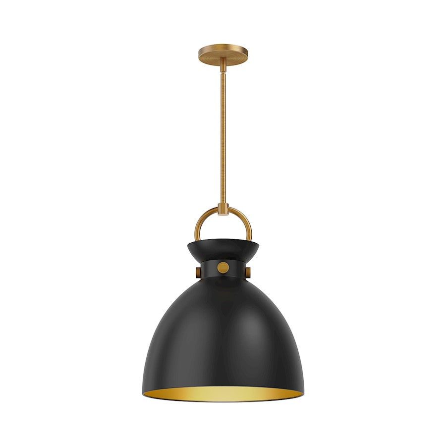 Alora Mood Waldo 1 Light 14" Pendant, Aged Gold/Matte Black - PD411314AGMB