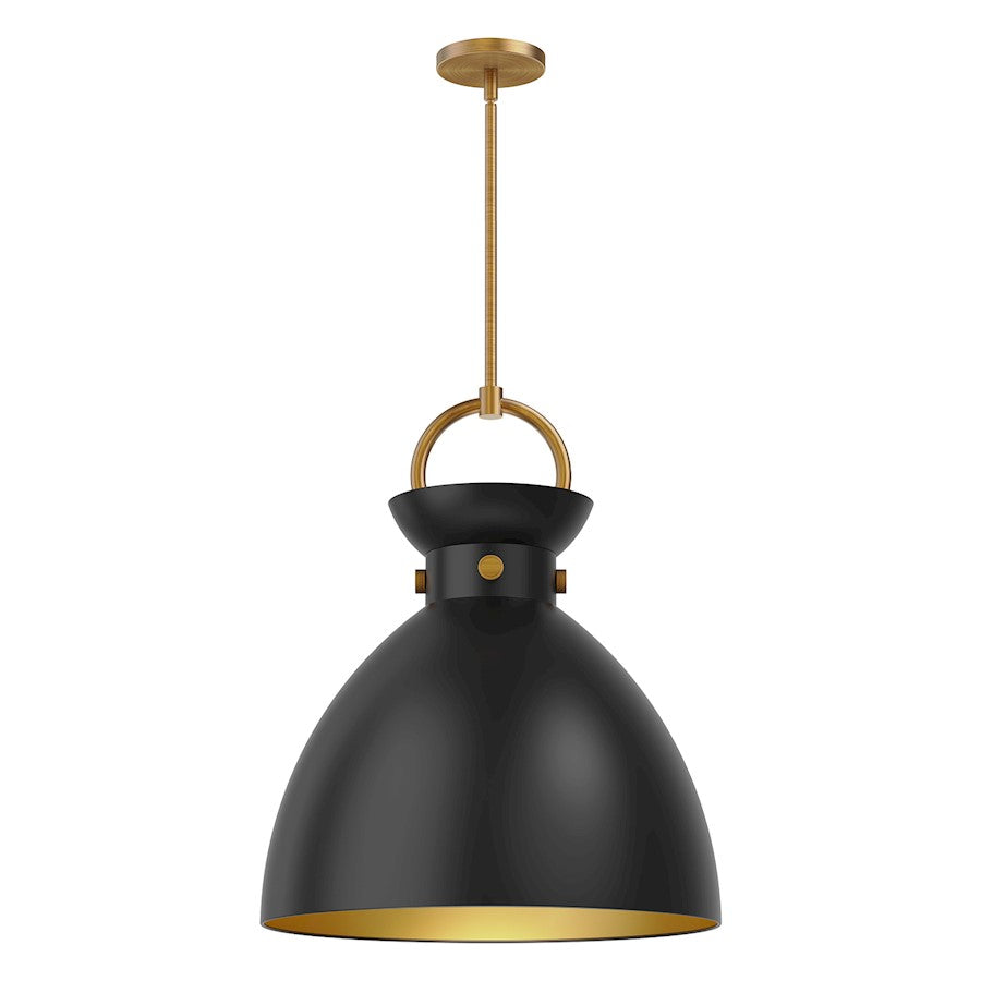 Alora Mood Waldo 1 Light 18" Pendant, Aged Gold/Matte Black - PD411318AGMB