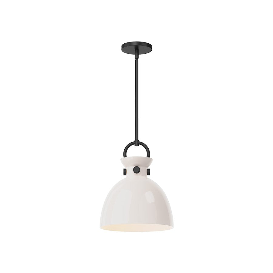 Alora Mood Waldo 1Lt 11" Pendant, Black/Glossy Opal - PD411811MBGO