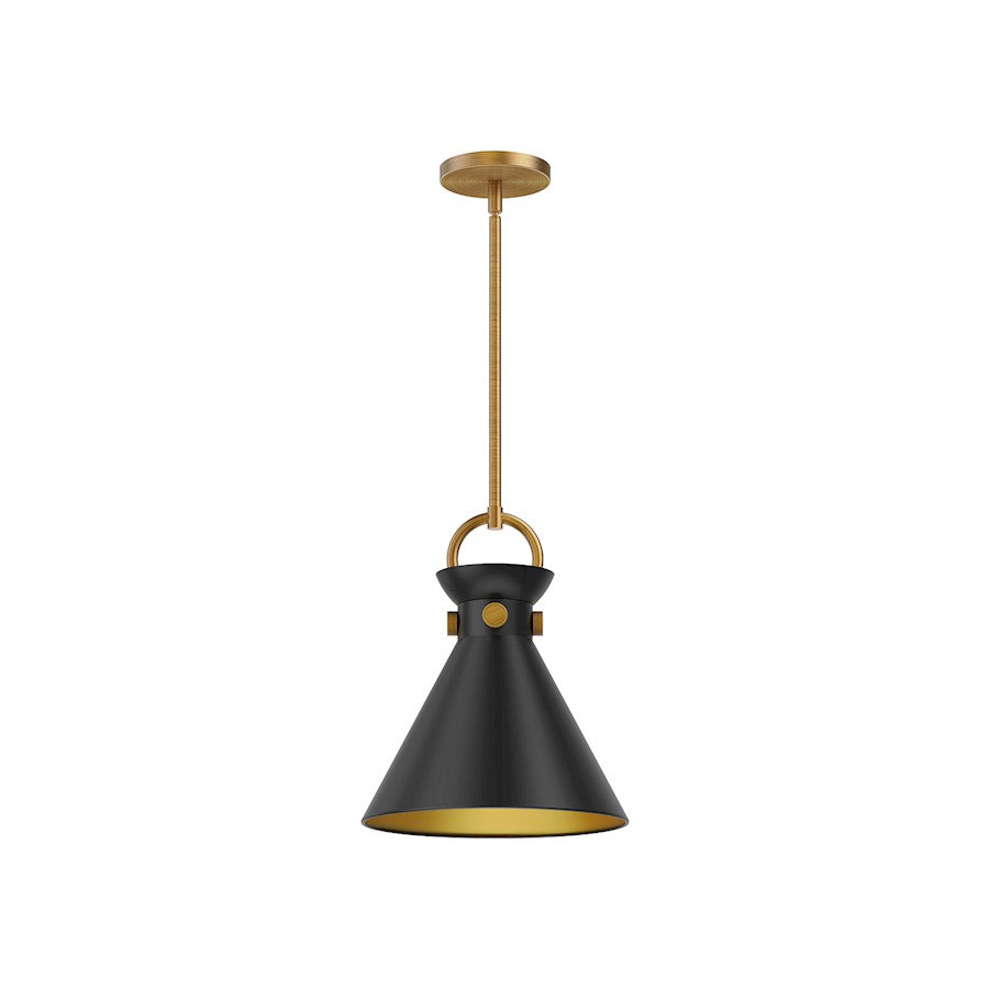 Alora Mood Emerson 1 Light 11" Pendant, Aged Gold/Matte Black - PD412011AGMB