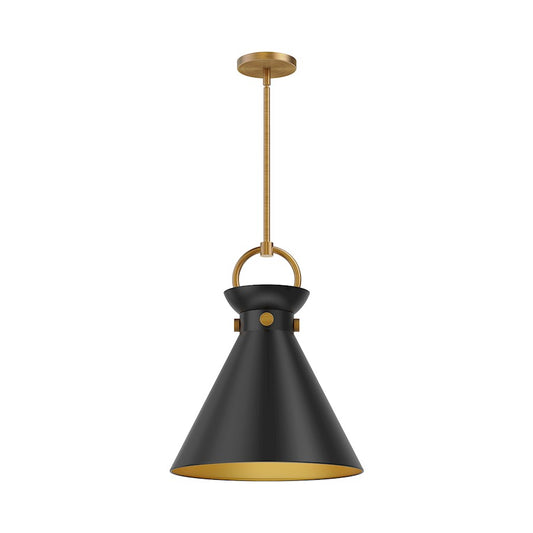 Alora Mood Emerson 1 Light 14" Pendant, Aged Gold/Matte Black - PD412014AGMB