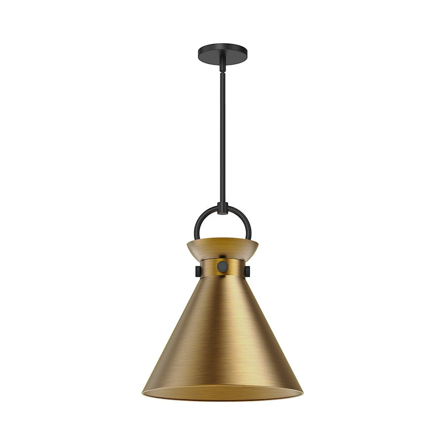 Alora Mood Emerson 1 Light 14" Pendant, Matte Black/Aged Gold - PD412014MBAG