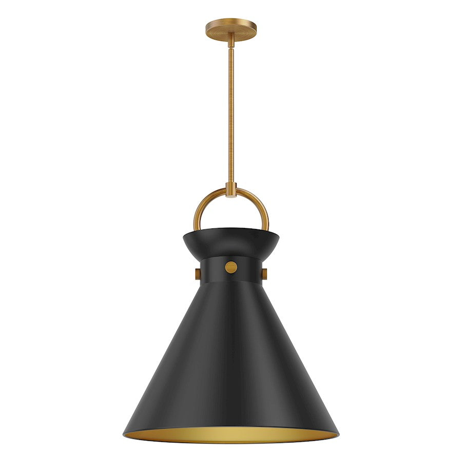 Alora Mood Emerson 1 Light 18" Pendant, Aged Gold/Matte Black - PD412018AGMB