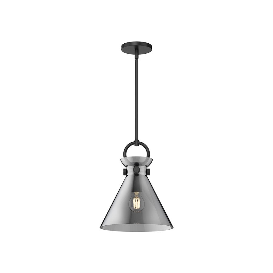 Alora Mood Emerson 1Lt 11" Pendant, Black/Smoke/Clear/Glossy Opal - PD412511MBSM