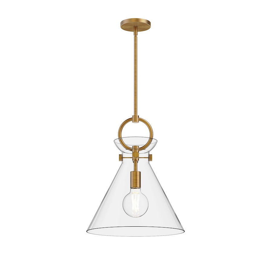 Alora Mood Emerson 1Lt 14" Pendant, Gold/Clear/Glossy Opal/Smoked - PD412514AGCL