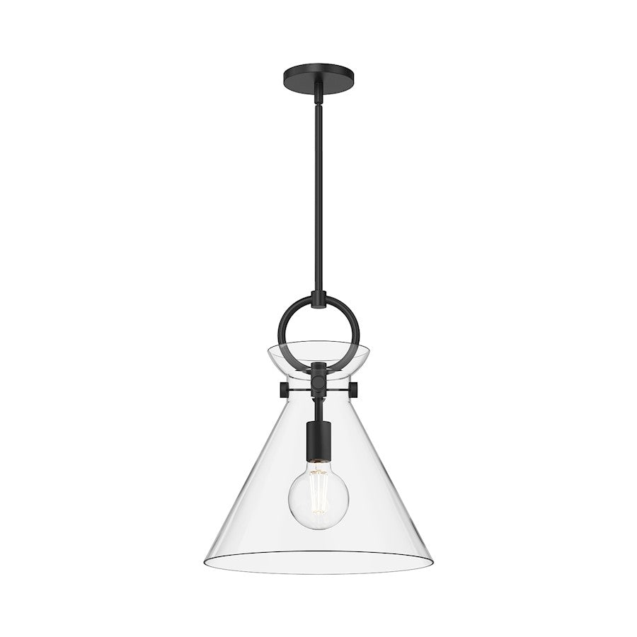 Alora Mood Emerson 1Lt 14" Pendant, Black/Clear/Glossy Opal/Smoke - PD412514MBCL