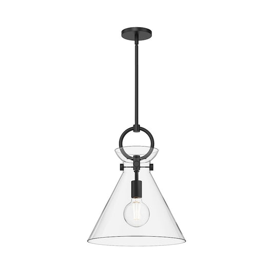 Alora Mood Emerson 1Lt 14" Pendant, Black/Clear/Glossy Opal/Smoke - PD412514MBCL