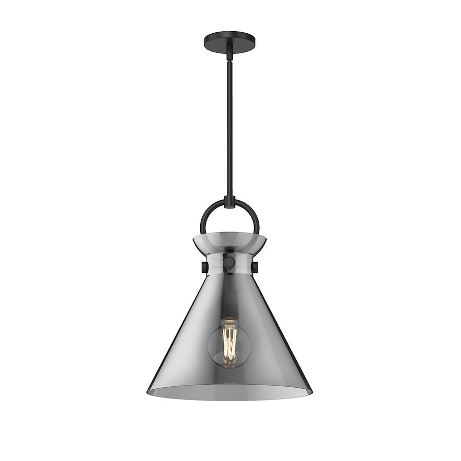 Alora Mood Emerson 1Lt 14" Pendant, Black/Smoke/Clear/Glossy Opal - PD412514MBSM