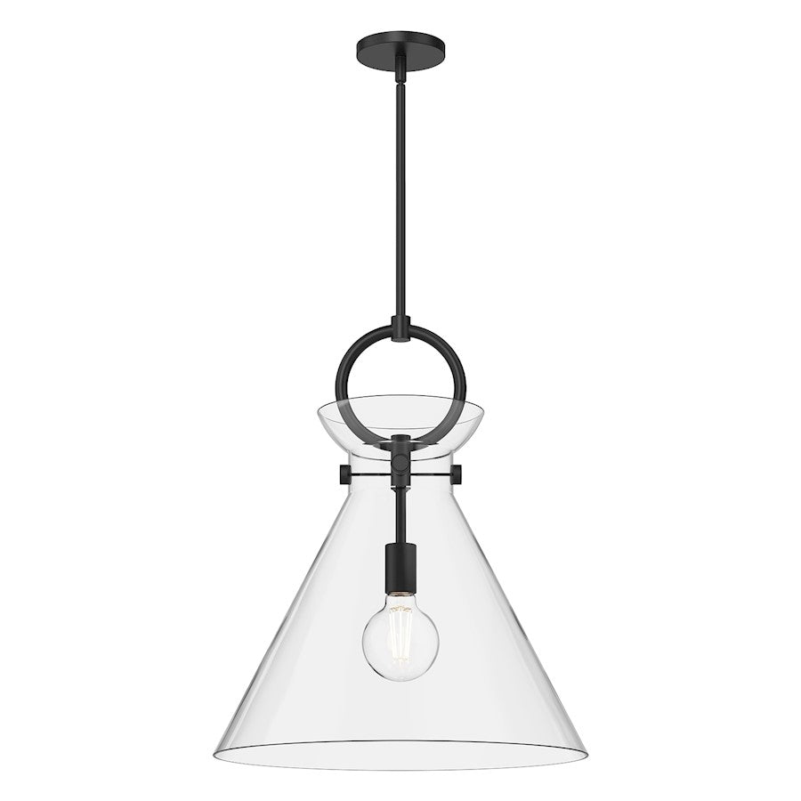 Alora Mood Emerson 1Lt 18" Pendant, Black/Clear/Glossy Opal/Smoke - PD412518MBCL