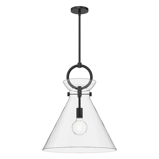 Alora Mood Emerson 1Lt 18" Pendant, Black/Clear/Glossy Opal/Smoke - PD412518MBCL