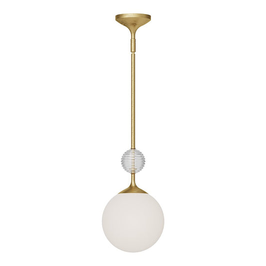 Alora Mood Celia 1 Light 8" Pendant, Gold/Opal/Opal/Clear Ribbed - PD415308BGOP