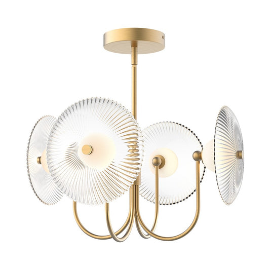Kuzco Hera 21"LED Pendant, Gold/Clear Ribbed Glass - PD417904BGCR-UNV
