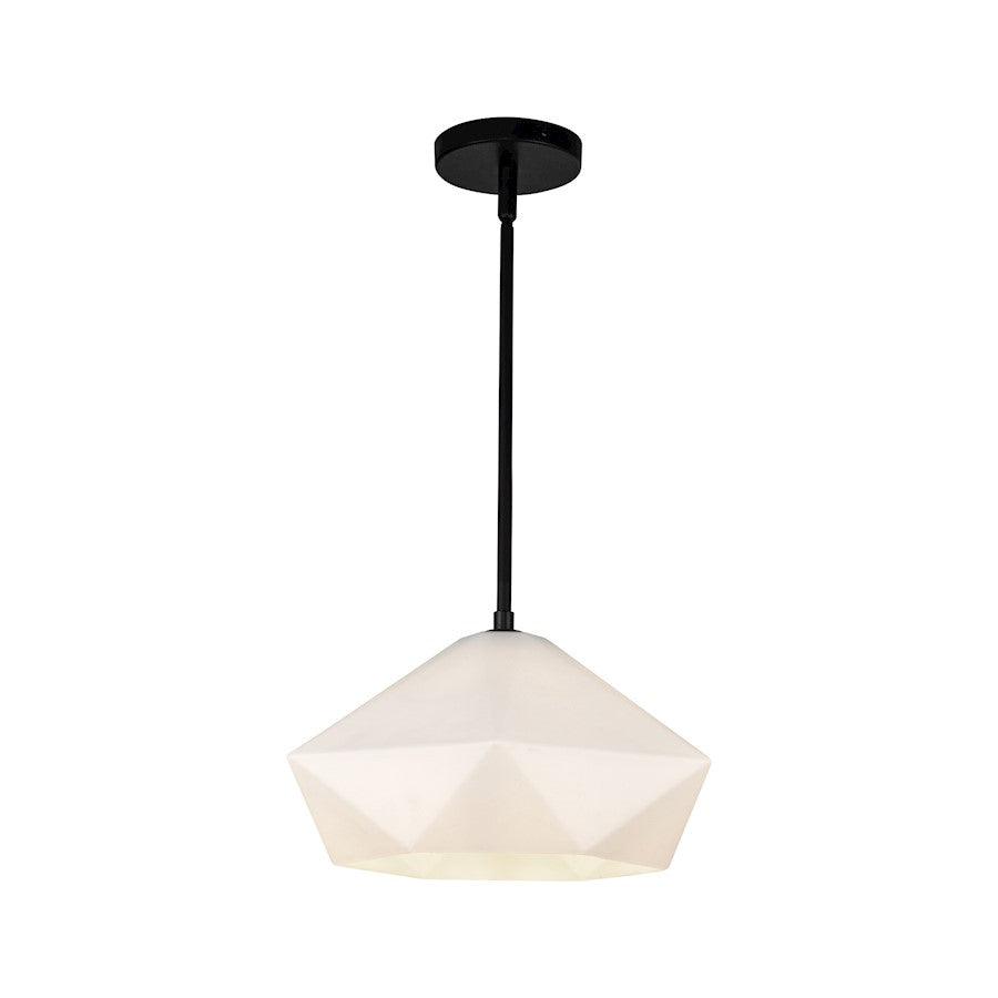 Alora Mood Krysta 1 Light 14" Pendant, Matte Black/Opal/Opal - PD424514MBOP