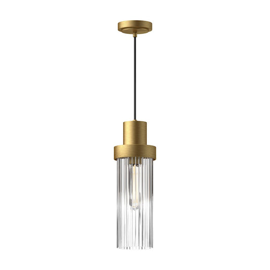 Alora Mood Kent 1Lt 5" Pendant, Gold/Clear Ribbed/Clear Ribbed - PD435605BGCR