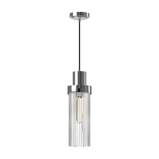 Alora Mood Kent 1Lt 5" Pendant, Chrome/Clear Ribbed/Clear Ribbed - PD435605CHCR