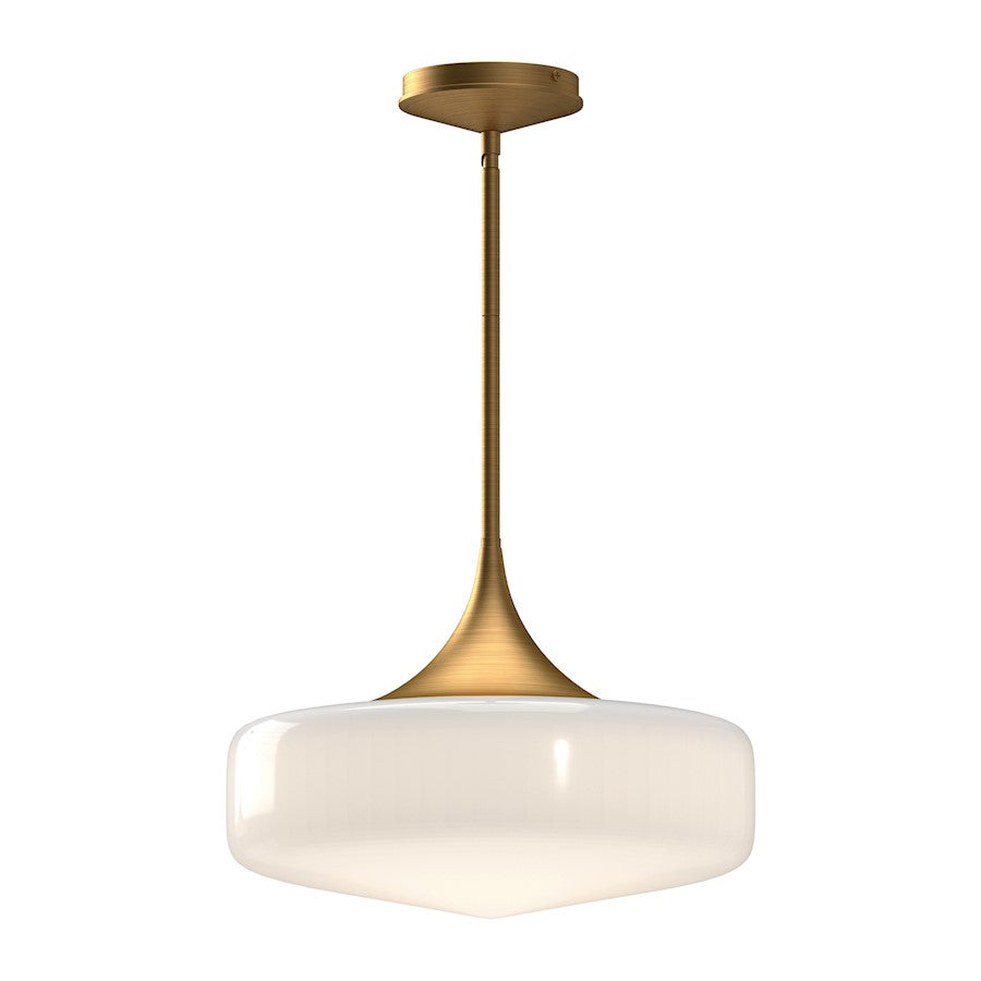 Alora Mood Lincoln 1 Light 14" Pendant, Aged Gold/Glossy Opal - PD440814AGGO