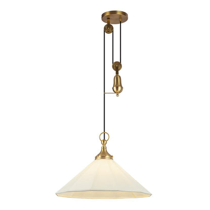 Kuzco Ellen 20" Socket Pendant, Gold/White Linen/White Linen