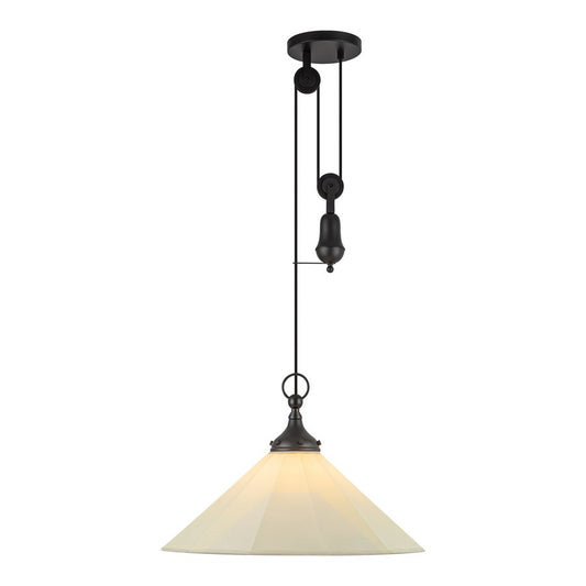 Kuzco Ellen 20" Socket Pendant, Black/White Linen/White Linen - PD447120MBWL