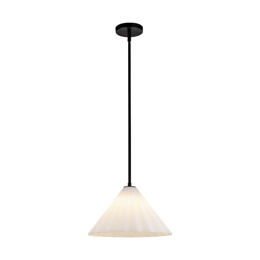 Alora Mood Serena 1 Light 14" Pendant, Matte Black/Opal/Opal - PD451814MBOP