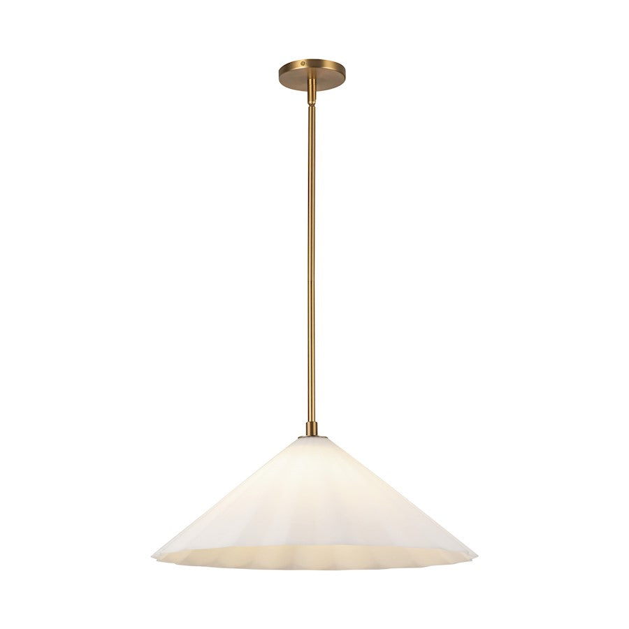 Alora Mood Serena 1 Light 20" Pendant, Aged Brass/Opal/Opal - PD451820AGOP