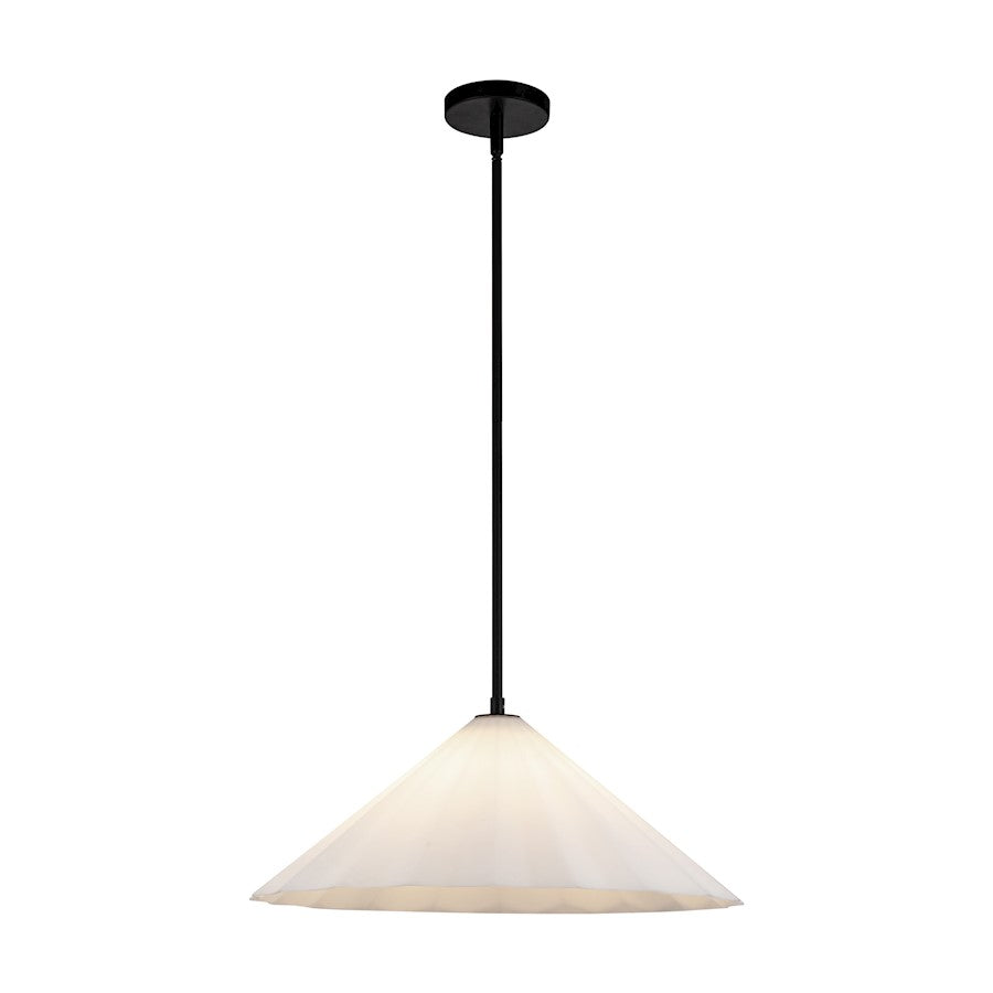 Alora Mood Serena 1 Light 20" Pendant, Matte Black/Opal/Opal - PD451820MBOP