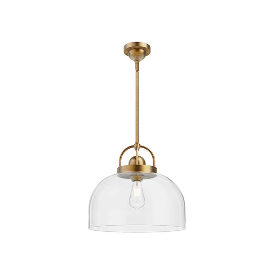 Alora Mood Lancaster 1 Light 15" Pendant, Aged Gold/Clear - PD461101AG