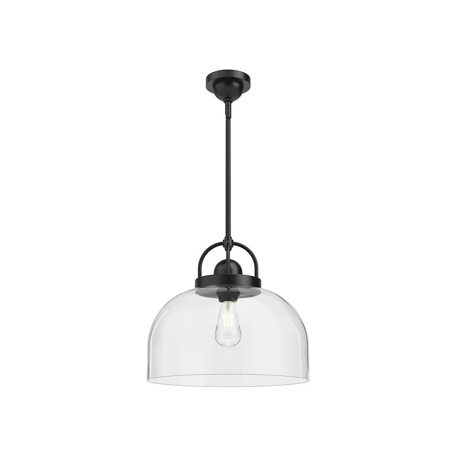 Alora Mood Lancaster 1 Light 15" Pendant, Matte Black/Clear - PD461101MB