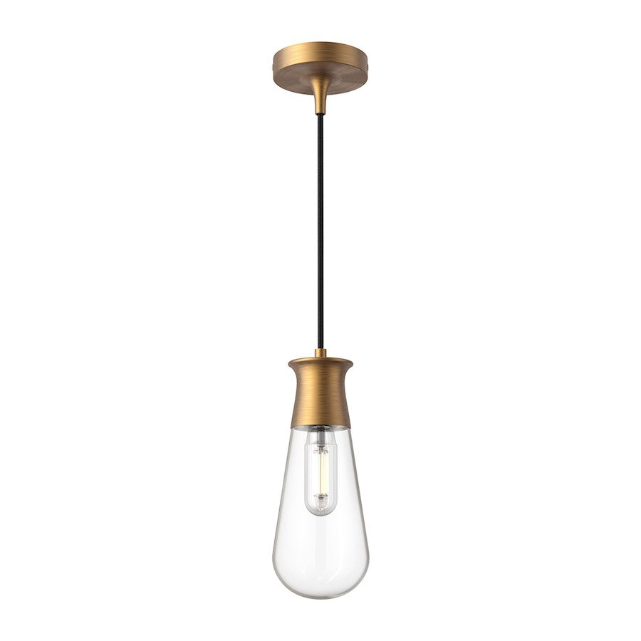 Alora Mood Marcel 1 Light 4" Pendant, Aged Gold/Clear - PD464001AG